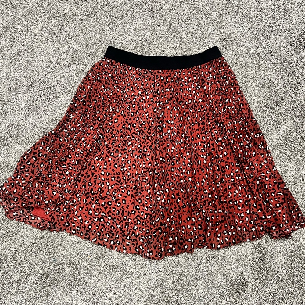 Pleated Calf Length Skirt